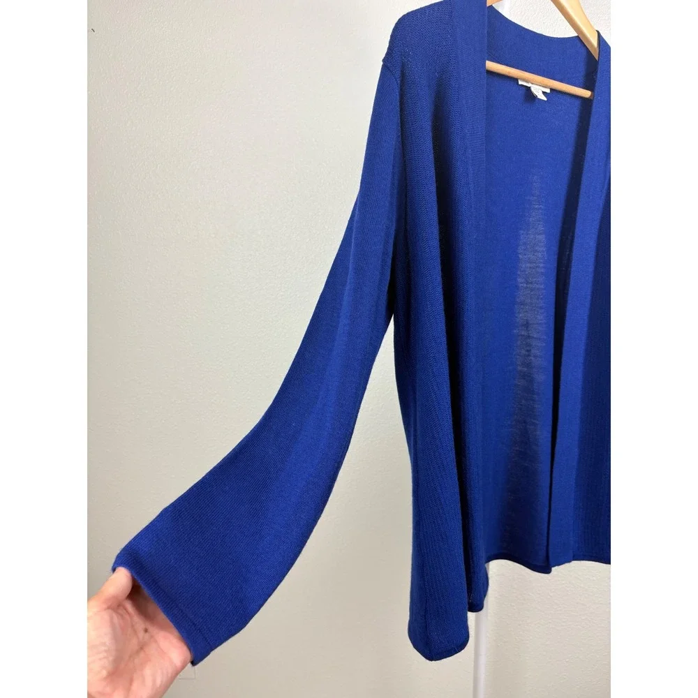 Coldwater Creek Royal Blue Merino Wool Blend Open Front Cardigan XL 16